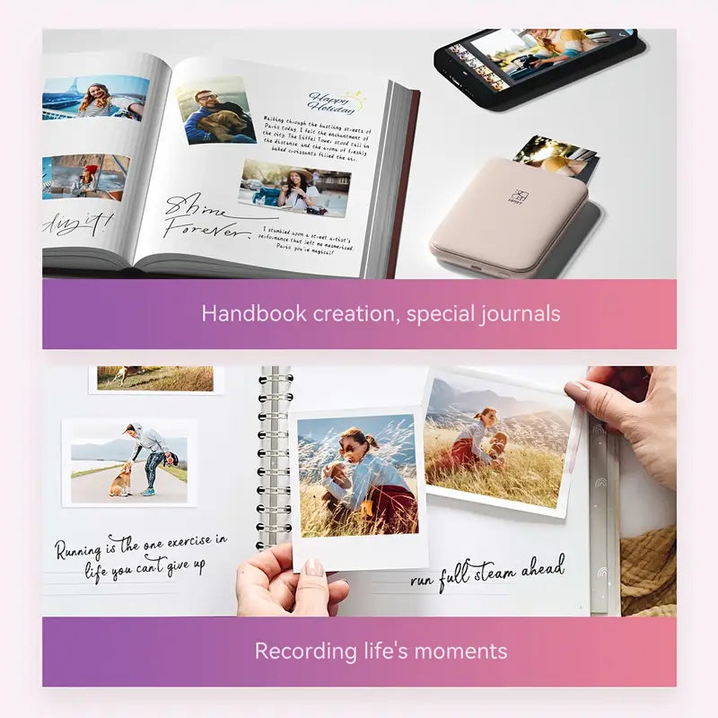 HPRT Mini Photo Printer for iPhone, Smartphone, Portable Instant Picture Printer with Bluetooth, Wireless Thermal Dye Sublimation Photo Printer CP2100 (Pink, Printer + 10 Sheets)