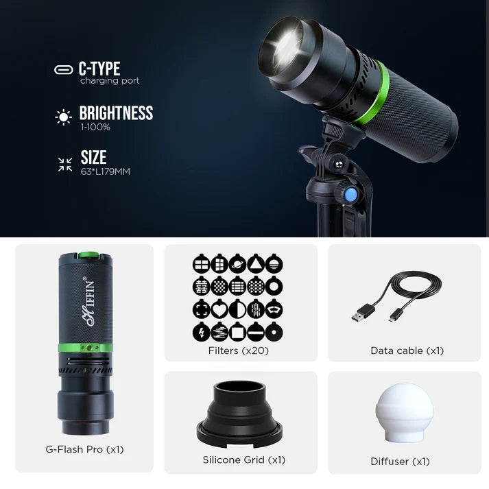 G-Flash PRO RGB 30W LED Video Light 5000mAh USB-C CRI95+ 4 Colors Fan Portable - image 8
