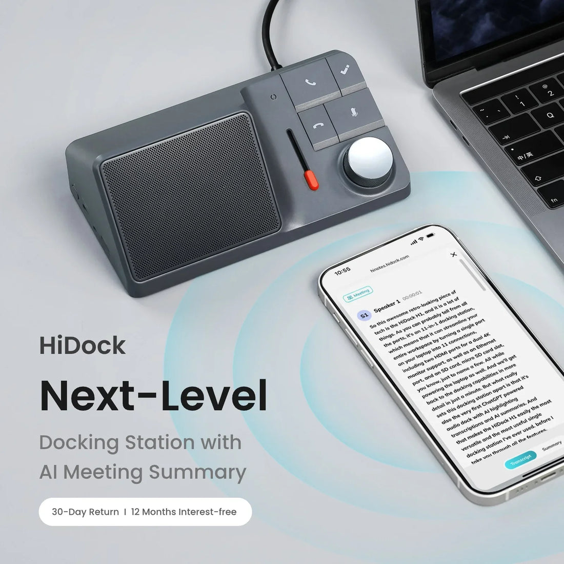 HiDock H1E: ChatGPT-Powered Audio Dock with AI Summary